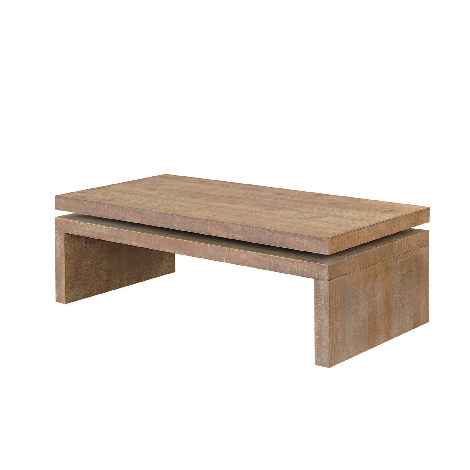 Alt View 1. GOODSILO - Contemporary Floating Top Coffee Table with Sleek Design for Modern Living Rooms - Natural Wood.