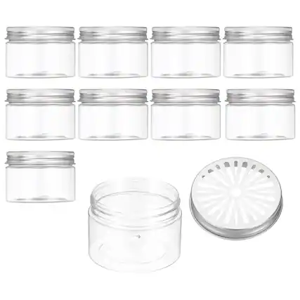 Front. Unique Bargains - Premium Empty Scent Beads Container, Refillable Spice Tin Hollow Lid, 10pcs 4.1oz - For Aromatherapy, Scent, Storage - Clear.
