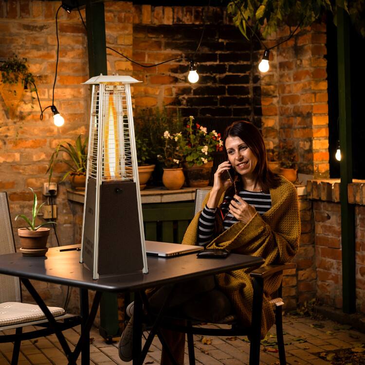 Left. Mondawe - 10000 BTU Portable Steel Tabletop Patio Heater with Glass Tube - Black.