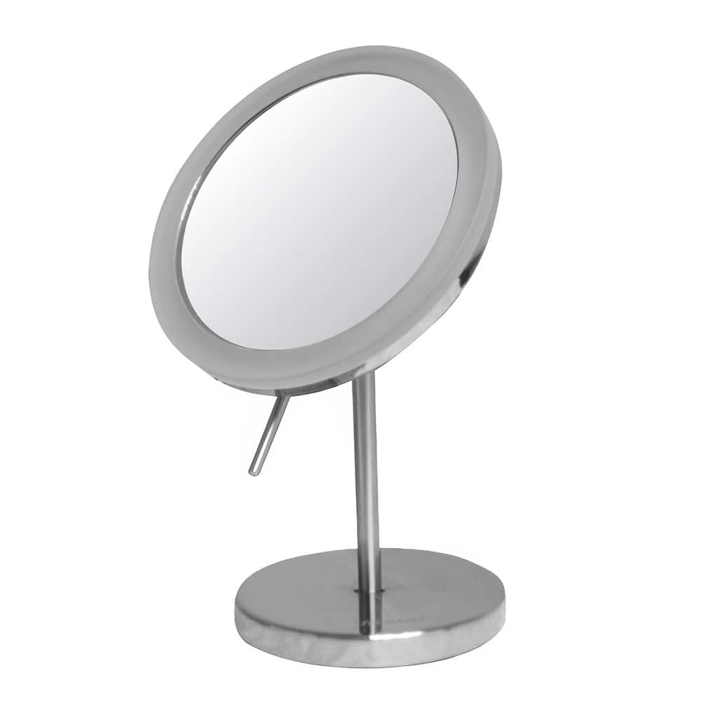 Whitehaus - Round Freestanding Led 5X Magnified Mirror - Silver