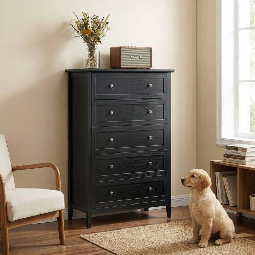 Alt View 5. Winado - 5 Dresser Drawer Organizer Sturdy Clothing Cabinet Organization Storage Chest with Smooth-Glide Drawersfor Bedroom - Brown.