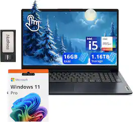 Lenovo - IdeaPad 1i 15.6" FHD Touchscreen Laptop, Intel i5 1235U,16GB RAM,1TB SSD, Win 11 Pro + 128GB Docking Station - Blue