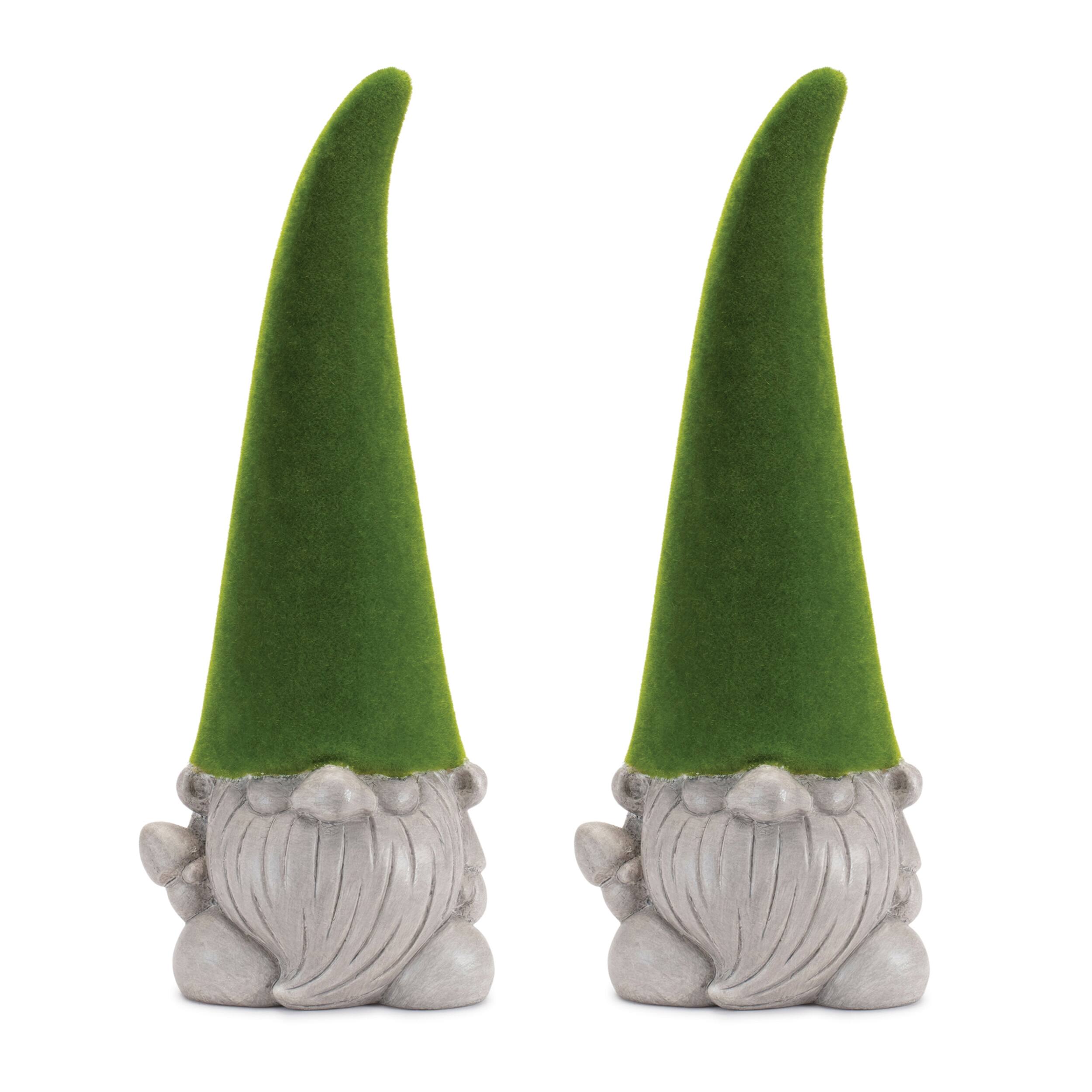 Back. BreeBe - Mossy Terra Cotta Gnome Statue (Set of 2) - Multicolor.