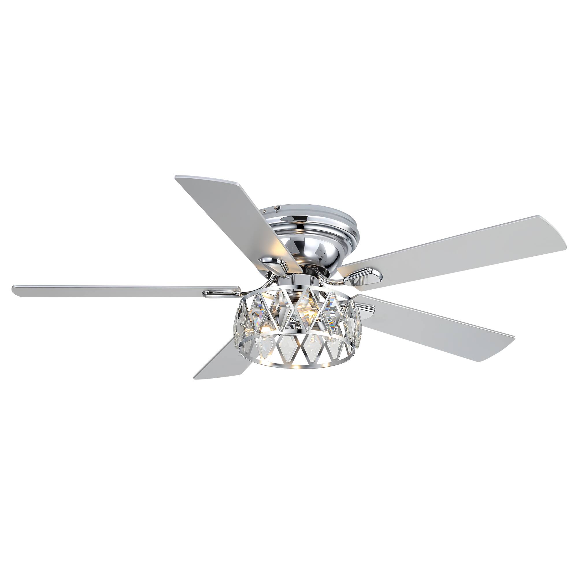Alt View 8. Breezary - 52-Inch Stylish Surface Mounted Ceiling Fan with E12 Lighting DC Motor Remote Control Timer Function - 52-inch silver.