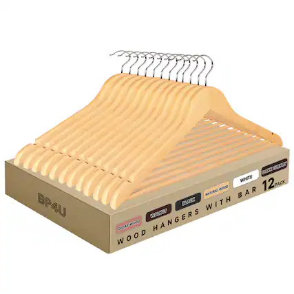 BP4U
WOOD HANGERS WITH BAR
12 PACK
CEDAR WOOD
NATURAL WOOD
BLACK
WALNUT
DARK CHERRY
WHITE