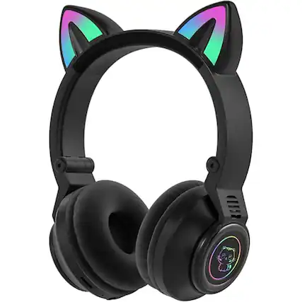 Front. RISOKEYS - Cat Ear Bluetooth Headphones for Kids & Adults, Wireless Foldable,and Volume Control for iPhone/iPad/Laptop - Black.