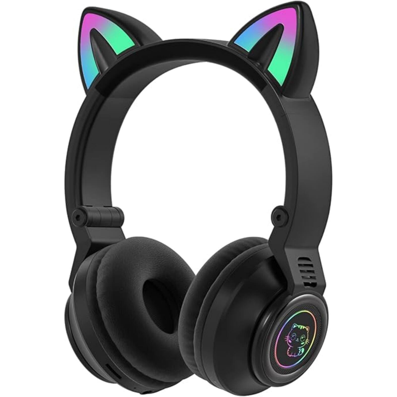 Front. RISOKEYS - Cat Ear Bluetooth Headphones for Kids & Adults, Wireless Foldable,and Volume Control for iPhone/iPad/Laptop - Black.