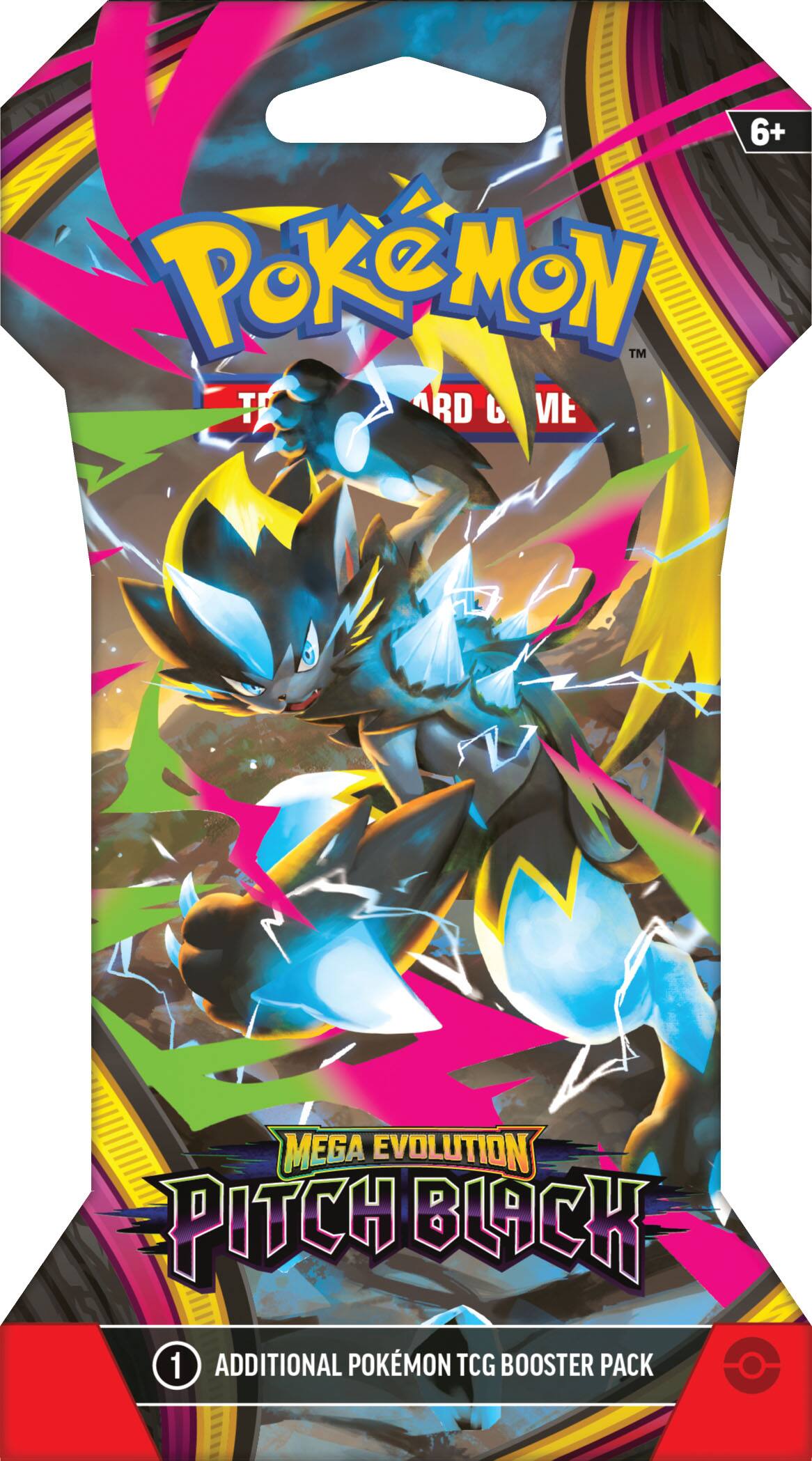 6+ Pokémon TM Trading Card Game MEGA EVOLUTION PITCH BLACK 1 ADDITIONAL POKÉMON TCG BOOSTER PACK