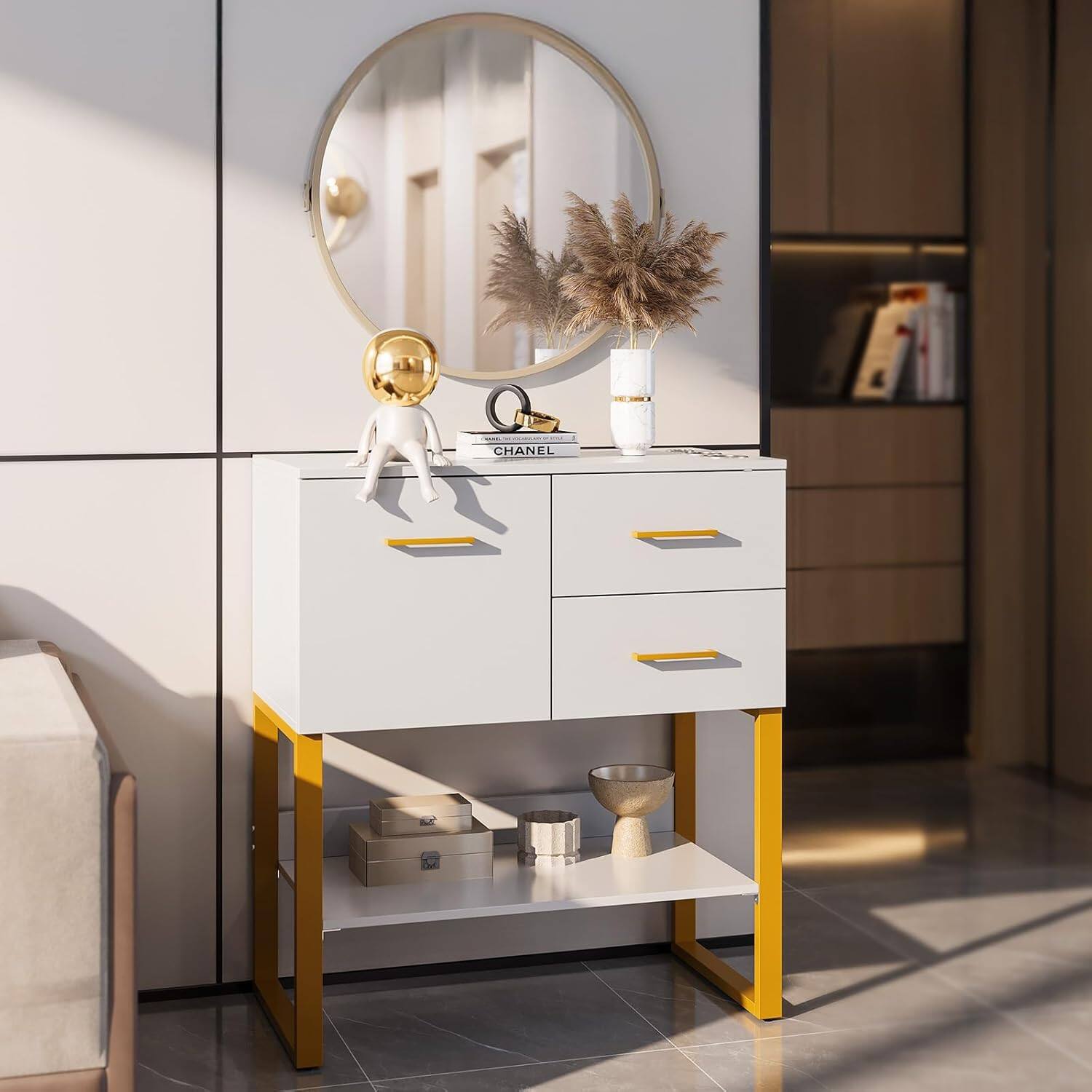 Angle. Winado - Beauty Barber Station Salon Stations with Drawers & Hair Dryer Holders & Cabinet & Storage Shelf for Salon Hair Stylist - White.