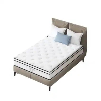 Front. Decksplore - 10 Inch King Size Mattress, Green Tea Memory Foam Mattress Full Size - White.