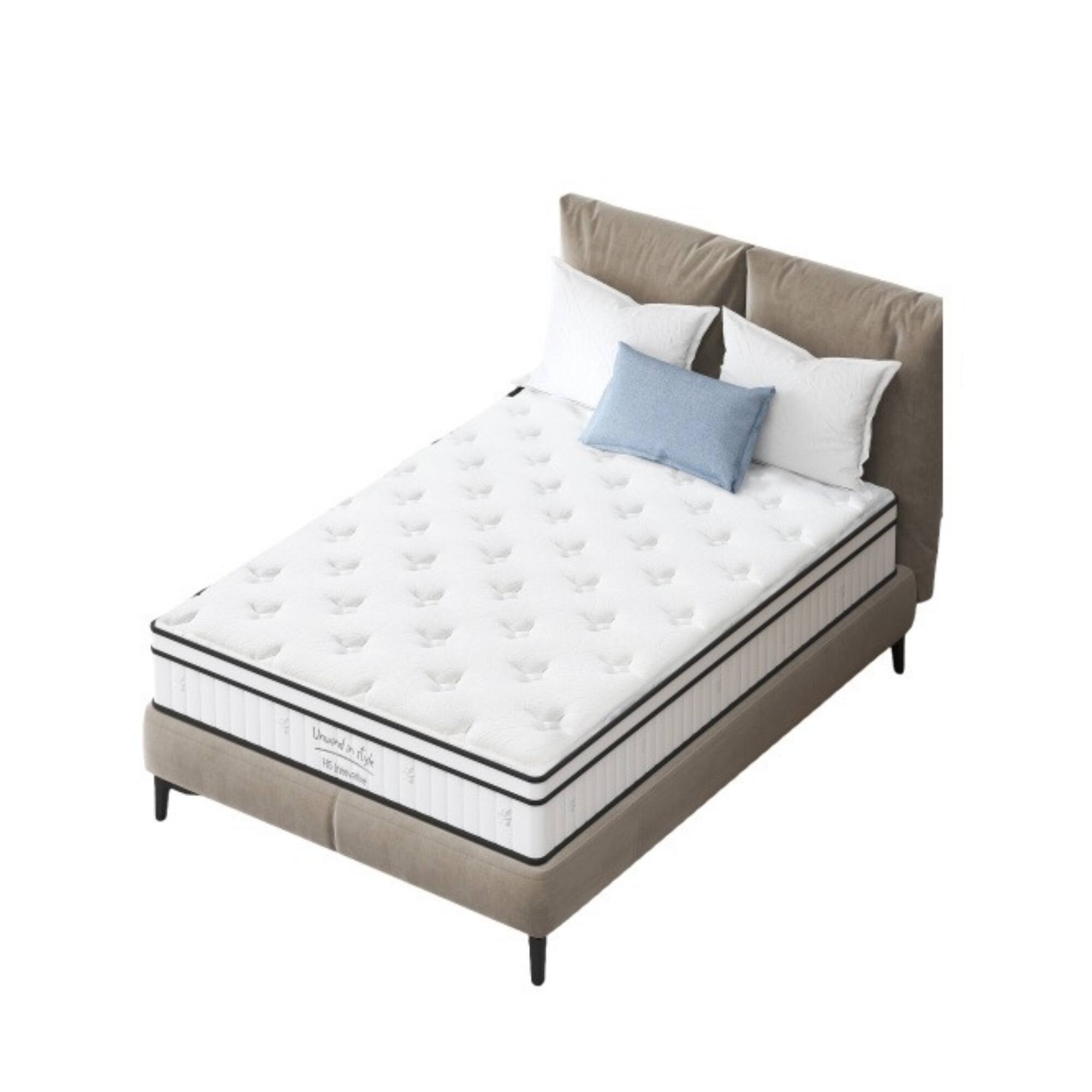 Front. Decksplore - 12 Inch Queen Size Mattress, Green Tea Memory Foam Mattress Full Size - White.