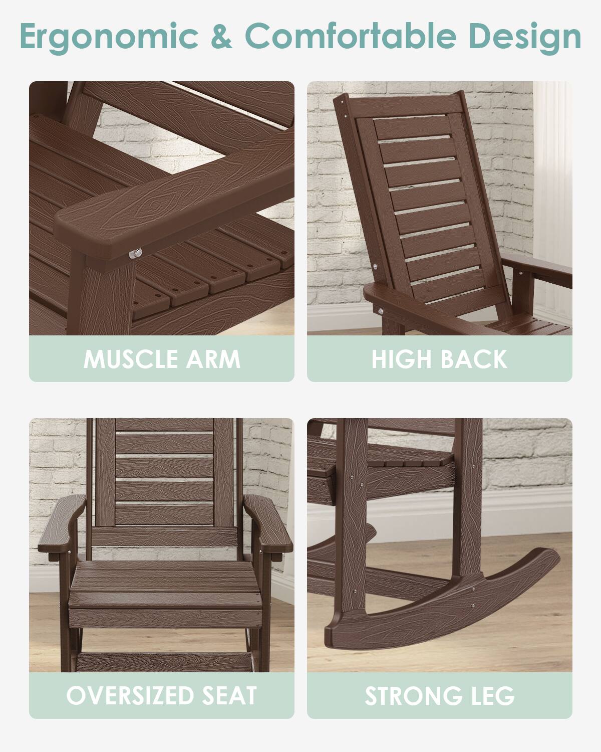 Ergonomic & Comfortable Design

- MUSCLE ARM
- HIGH BACK
- OVERSIZED SEAT
- STRONG LEG