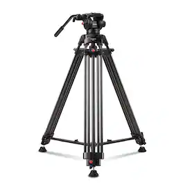 RAUBAY - 70.8″ Fluid Head Video Tripod DV-1 Pro Heavy Duty Video Camera Tripod with Fluid Head, QR Plate for DSLR Camcorder - Black