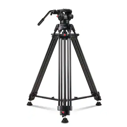 Front. RAUBAY - 70.8″ Fluid Head Video Tripod DV-1 Pro Heavy Duty Video Camera Tripod with Fluid Head, QR Plate for DSLR Camcorder - Black.