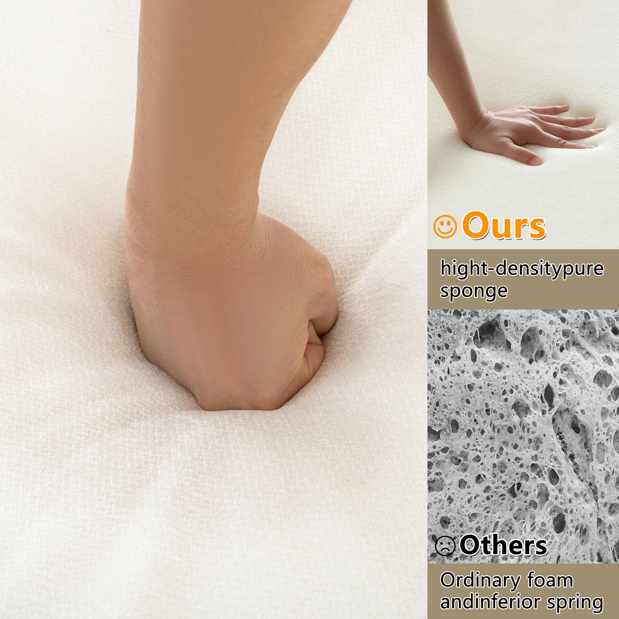 Ours: high-density pure sponge  
Others: Ordinary foam and inferior spring