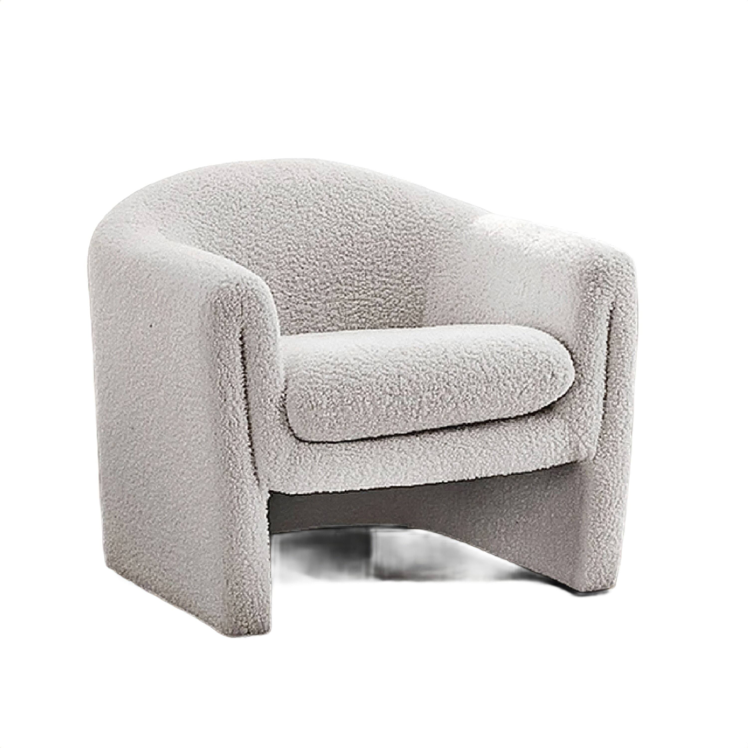 Front. Manhattan Lane - Danie Accent Armchair with U-Shaped Frame, Boucle Fabric - White.