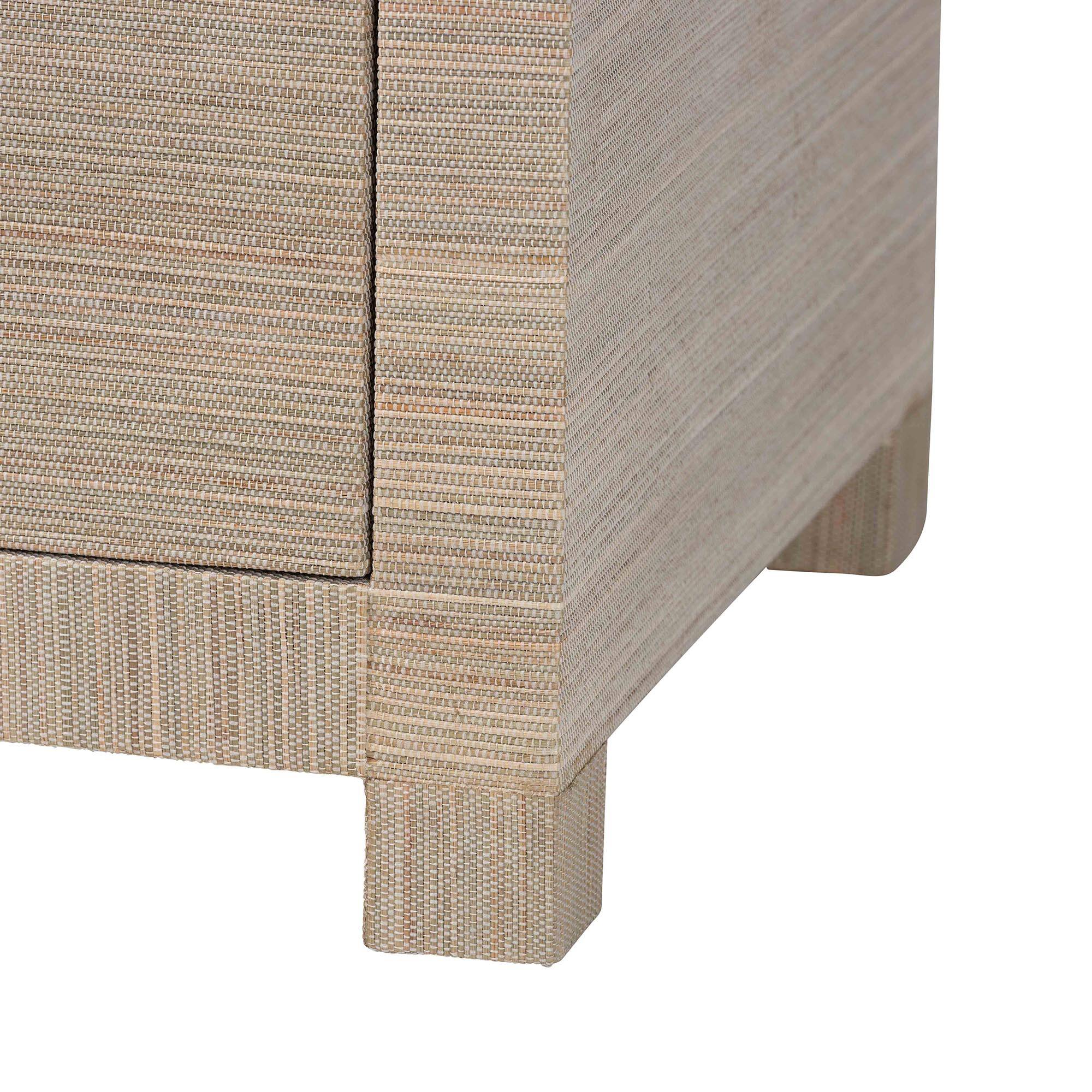 Alt View 2. bali & pari - bali & pari Halen Natural Grasscloth Storage Cabinet - Two-Door Console Storage Solution with Gold Ring Pulls - Beige.