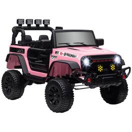 Qaba - 12V Ride on Truck, Electric Car for Kids, Battery Powered Car, Parent Remote, 4 Suspension Wheels, Music Horn LED Lights