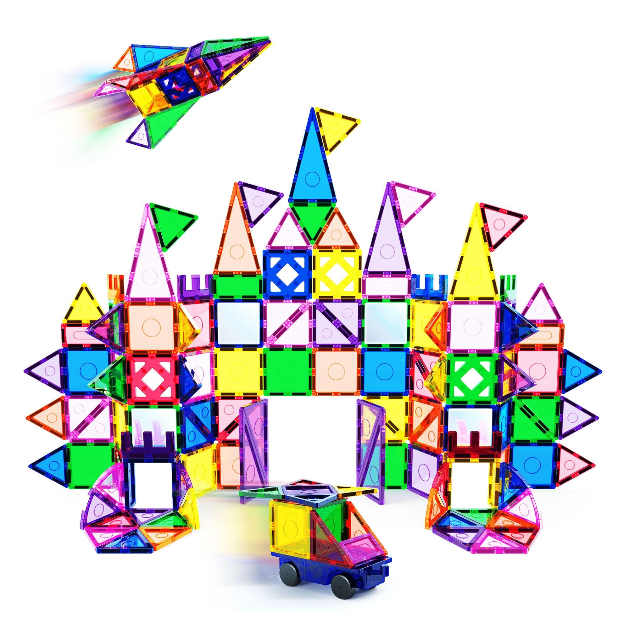 Everplay - 140 PC Magnetic Tiles, Magnetic Building Blocks for Kids, Magnet for Kids 3+