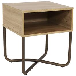 Sunnydaze - Industrial-Style MDP Side Table with Shelf - 19.75 in - Brown