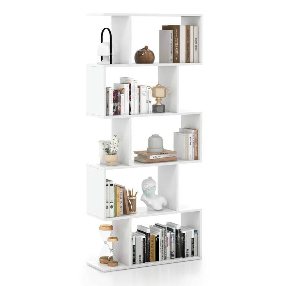 Kadyn - Book Shelf,Storage Shelf Unit Plant Stand,5-Tier Bookshelf with Anti-Toppling Device for Living Room Home Office - White