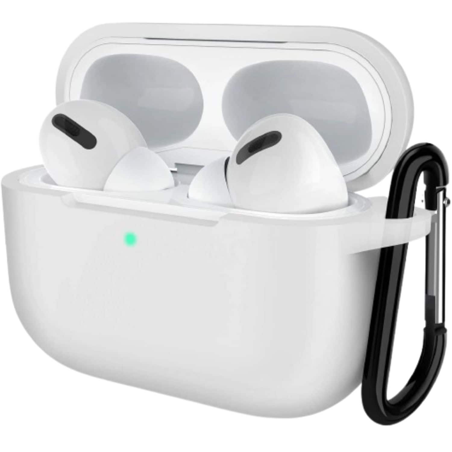 Front. Home Collection - White Shockproof Silicone Protective Case with Keychain for Apple AirPods 3rd - White.