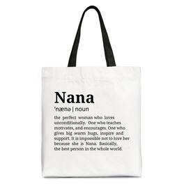OrnamentallyYou - Nana Definition Canvas Tote Bag, Funny Grandmother Gift Shopper - White Black