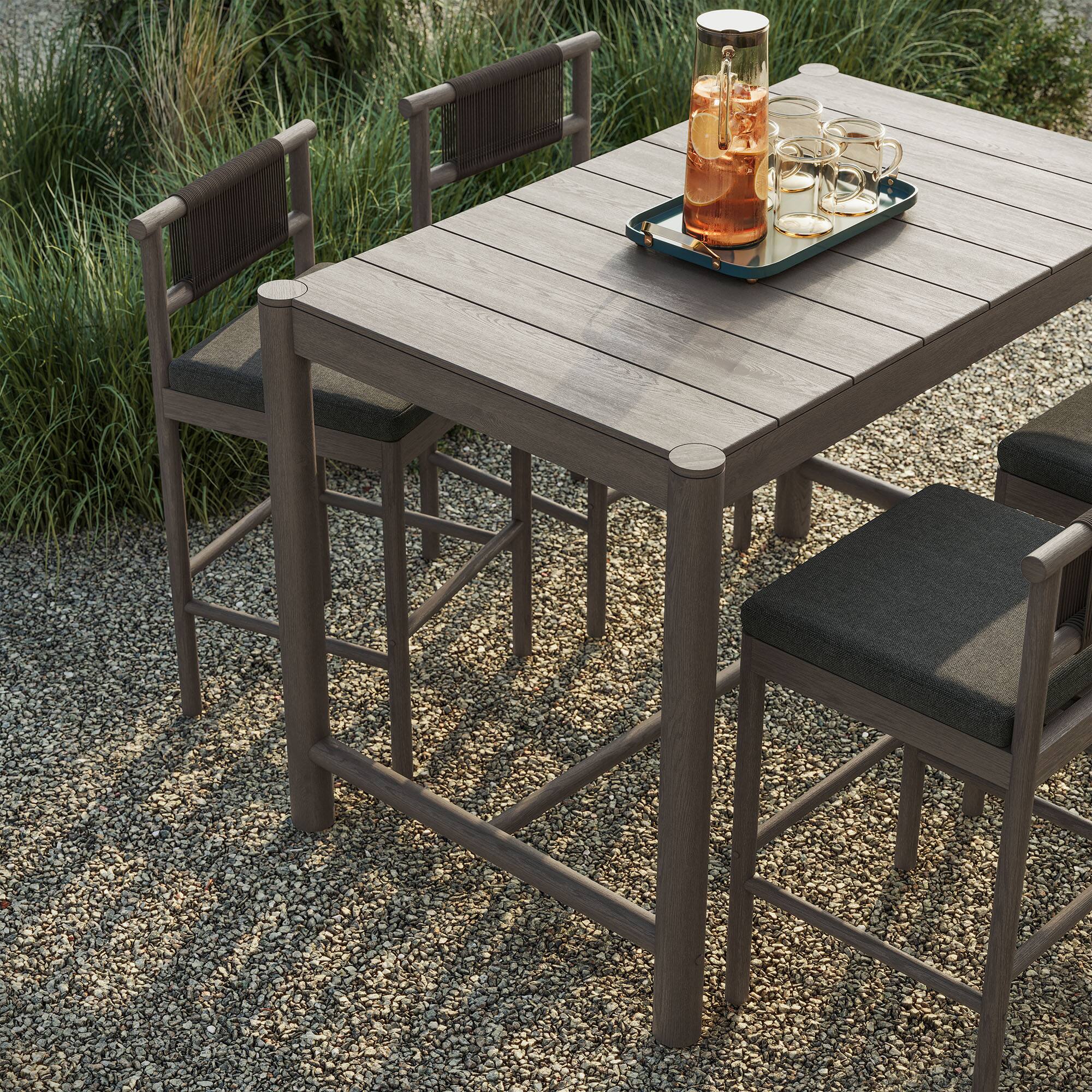 Alt View 2. Modway - Eleni 5-Piece Outdoor Teak Wood Bar Set by Modway - Weathered Gray Flint.