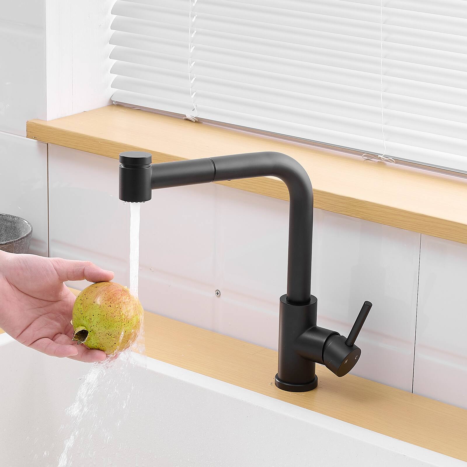 Alt View 4. Siljoy - Sink Faucet, Black Kitchen Faucets with Pull out Sprayer, Bathroom Sink Faucets Mini Bar Prep Faucet - Black.