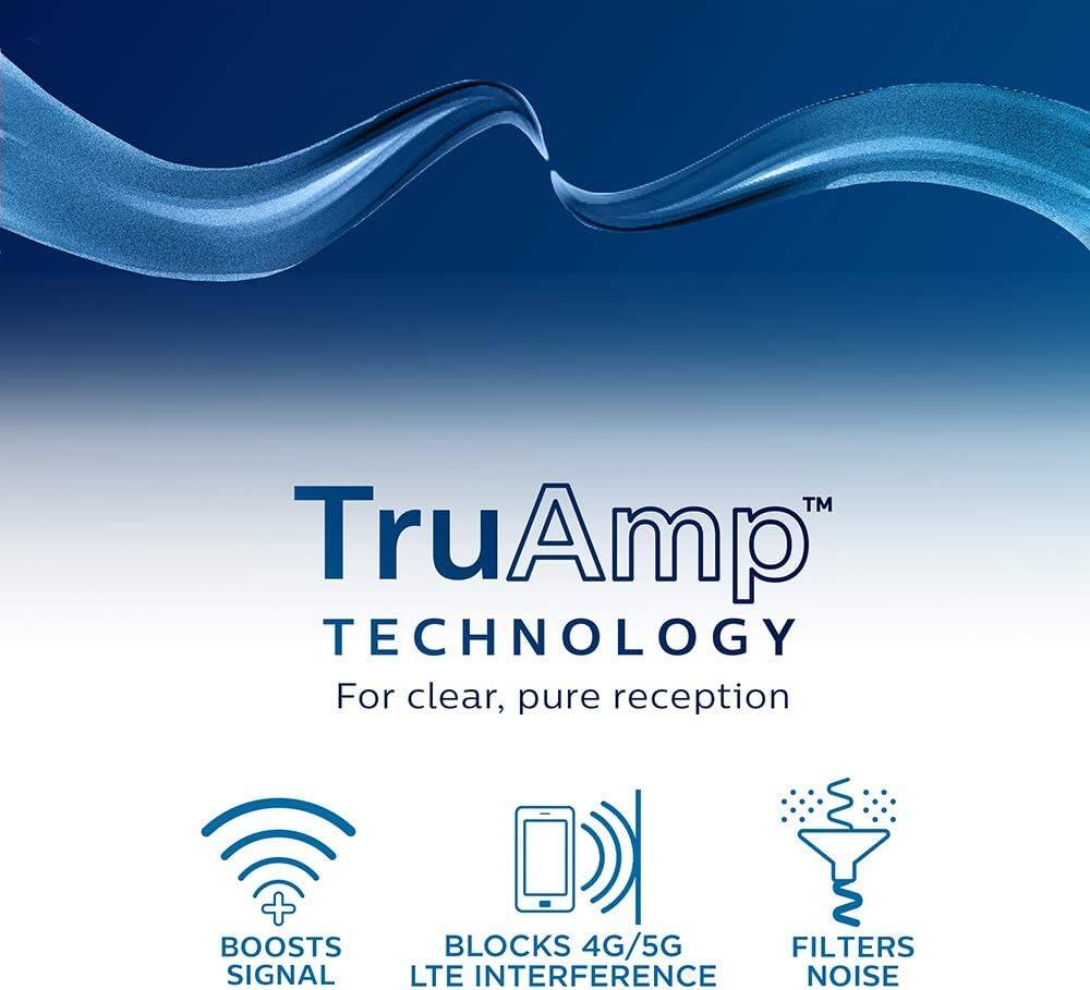 TruAmp™ TECHNOLOGY  
For clear, pure reception  

- BOOSTS SIGNAL  
- BLOCKS 4G/5G LTE INTERFERENCE  
- FILTERS NOISE