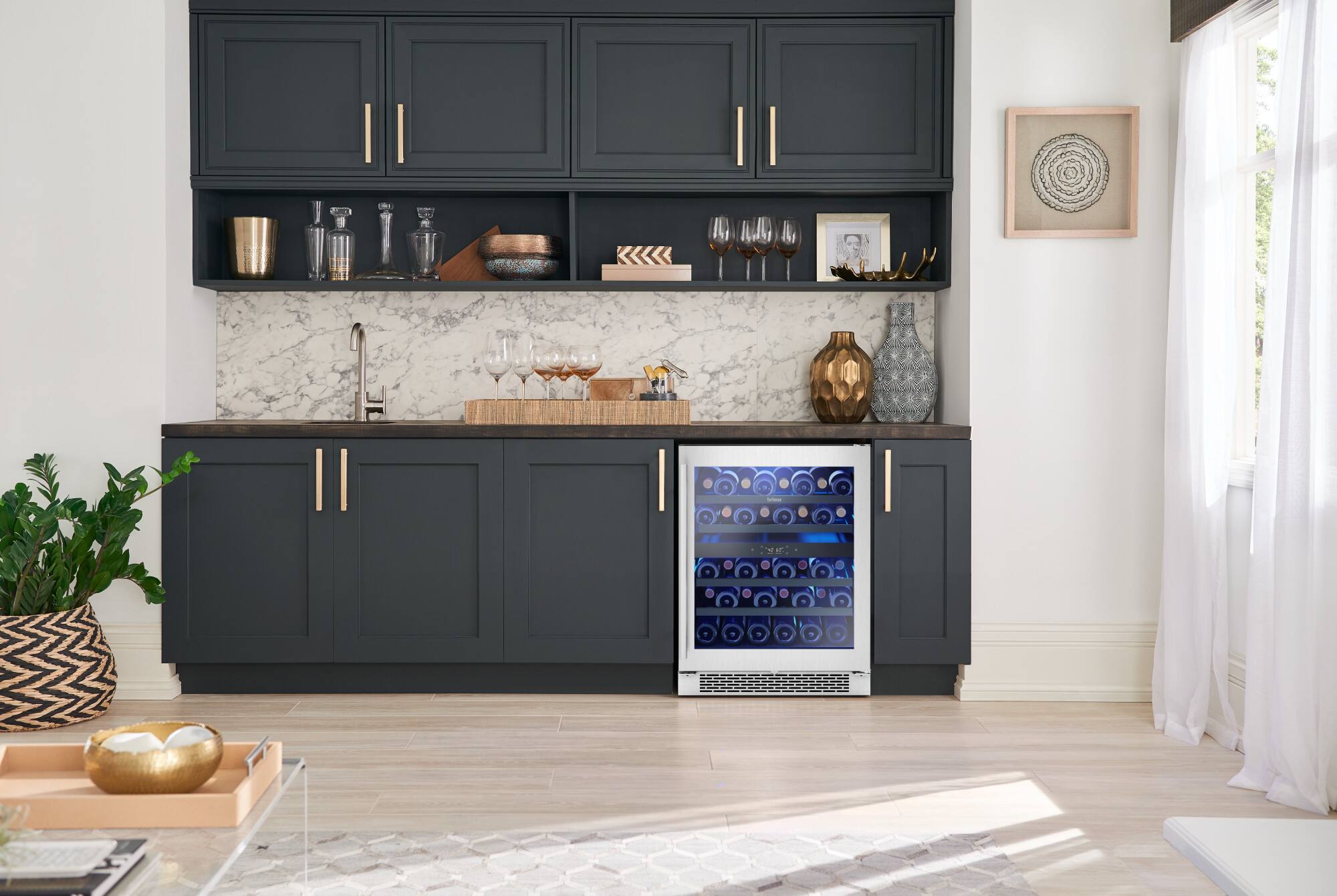 Alt View 11. Zephyr - 4.75 Cu.Ft. Brisas 24 in. 38-Bottle Built-In or Freestanding Dual Zone Wine Cooler - Stainless Steel + Glass.