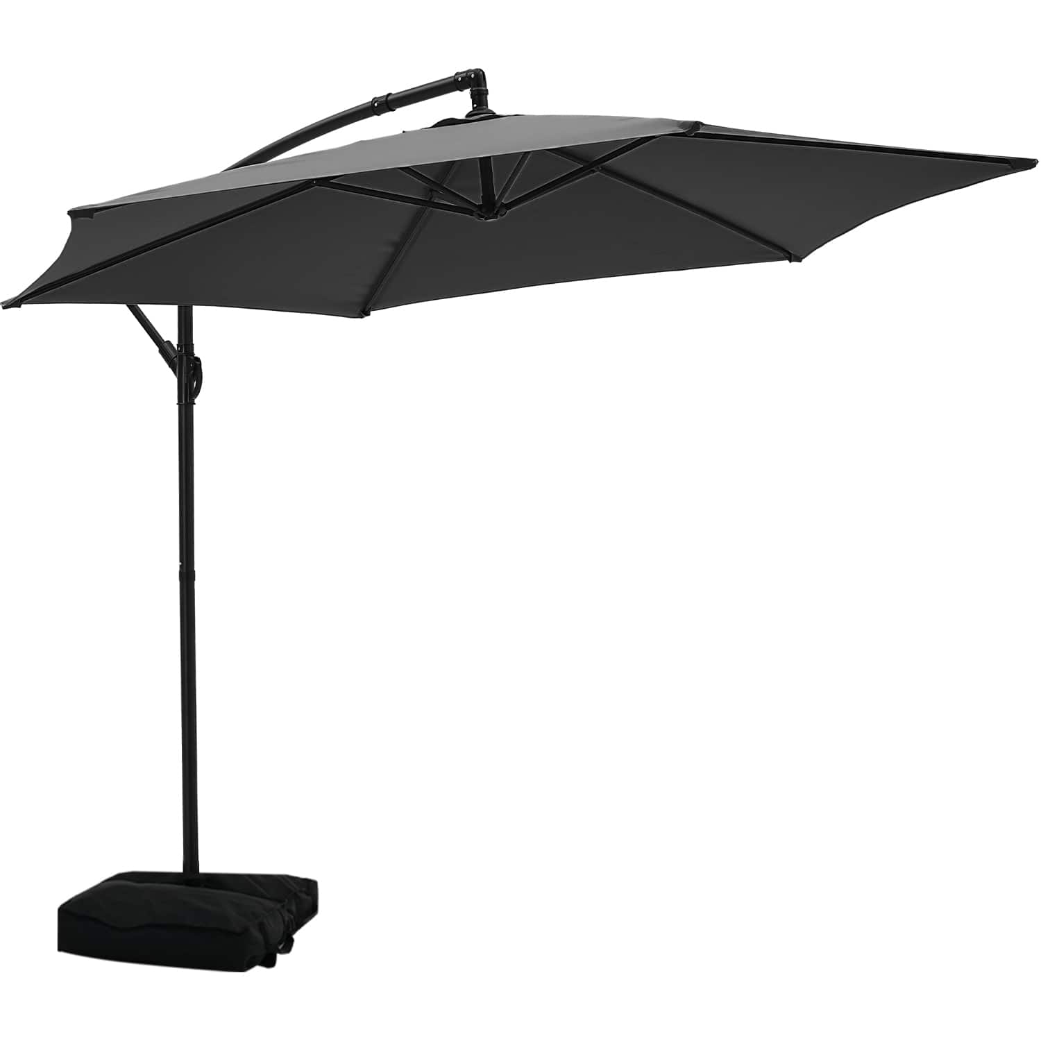 Ainfox - 10FT Outdoor Patio Yard Offset Umbrella with Cross Base for Market,Garden,Deck,Backyard,Pool - Gray