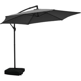 Ainfox - 10FT Outdoor Patio Yard Offset Umbrella with Cross Base for Market,Garden,Deck,Backyard,Pool - Gray