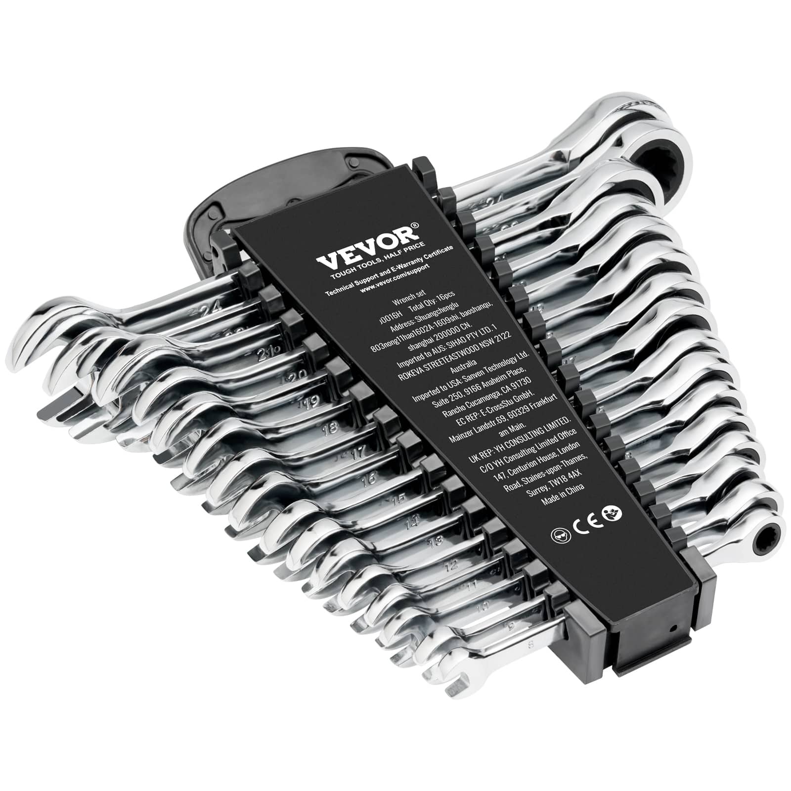 VEVOR - Combination Wrench Set, 16-Piece Ratcheting Wrench Set with Organizer Rack, Cr-V Steel Wrench Set Metric 8 mm to 24 mm - Silver price history on PriceWatchPro