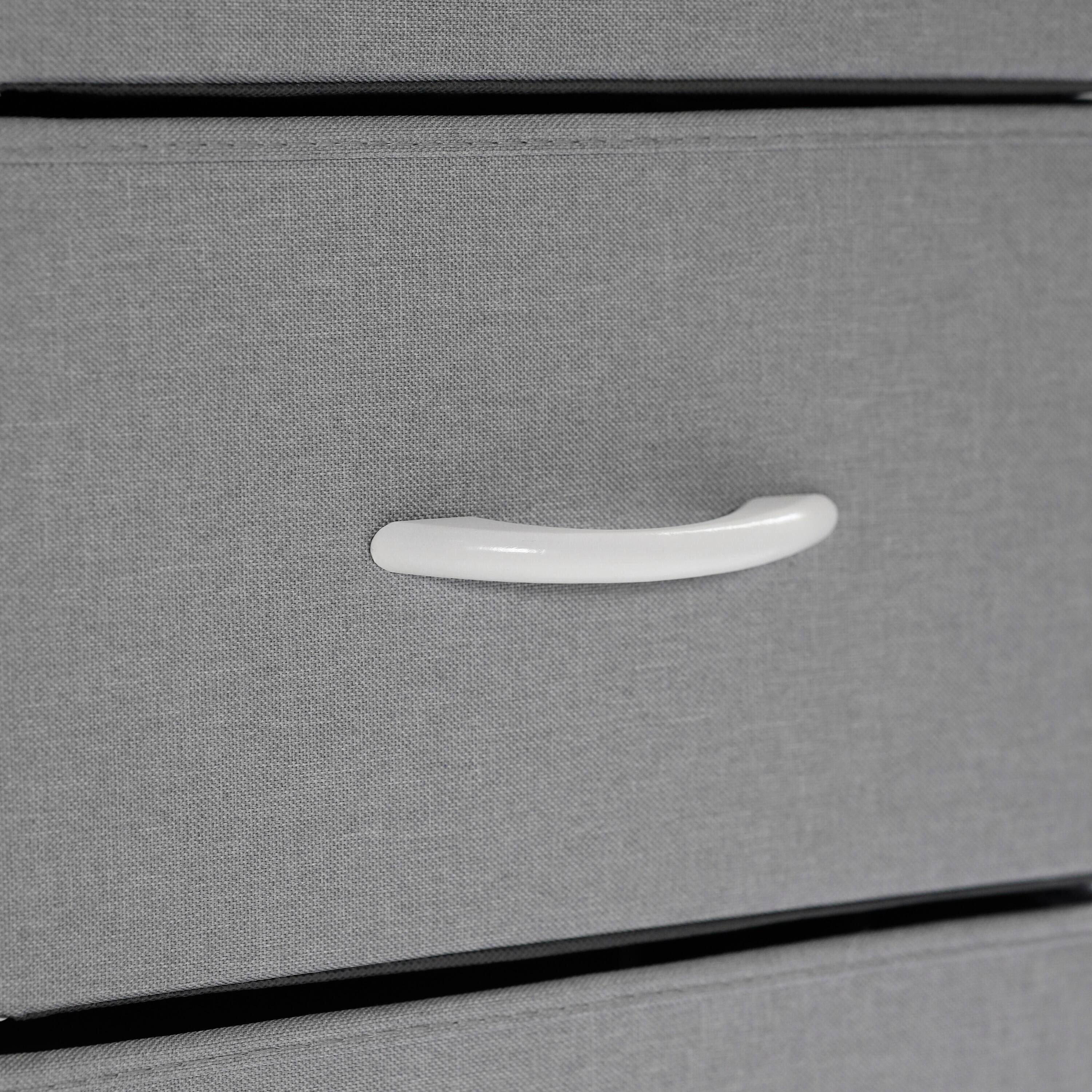 Alt View 9. Emma + Oliver - Charging Nightstand with 3 Fabric Drawers, 2 USB Ports, 1 Outlet - Gray Drawers/White Frame.