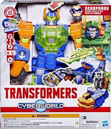 TRANSFORMER THAN MEETS THE MORE EYE CHANGES Tu ION SCORPION SCORPONOK STRIKE BATTLE SET PACK DE COMBAT 4 MIS MPIS 6+ TRANSFORMERS CYBERWORLD WARNING: INGESTION HAZARD: This product contains a button cell or coin battery. DEATH or serious injury can occur if ingested. A swallowed button cell or coin battery can cause Internal Chemical Burns in as little as 2 hours. KEEP new and used batteries OUT OF REACH of CHILDREN. Seek immediate medical attention if a battery is suspected to be swallowed or inserted inside any part of the body. 1 x3 WARNING: HASTRO CHOKING HAZARD-Small parts. Not for children under 3 years.