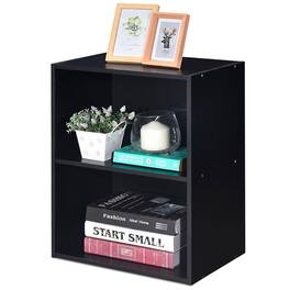Costway - 2 Tier Open Shelf Night Stand End Table Sofa Side Storage Display Furni - Black