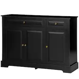 Homcom - Buffet Cabinet, Modern Accent Cabinet with 2 Drawers and Adjustable Shelves - Black