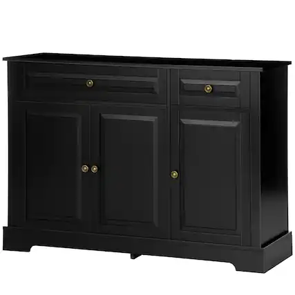 Front. Homcom - Buffet Cabinet, Modern Accent Cabinet with 2 Drawers and Adjustable Shelves - Black.
