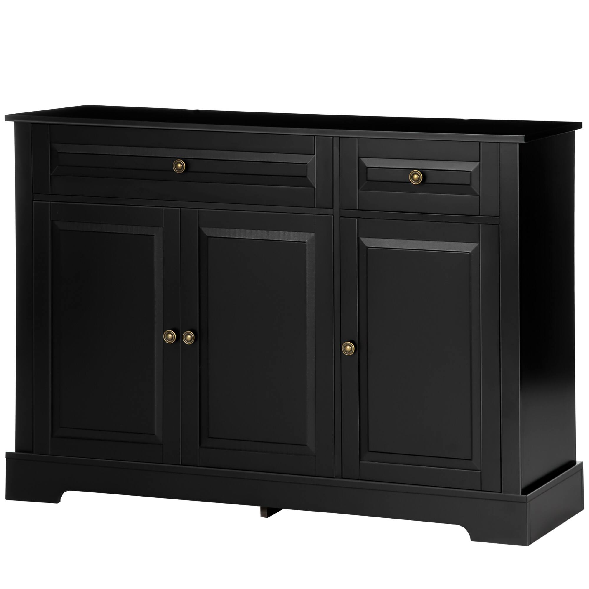 Homcom - Buffet Cabinet, Modern Accent Cabinet with 2 Drawers and Adjustable Shelves - Black