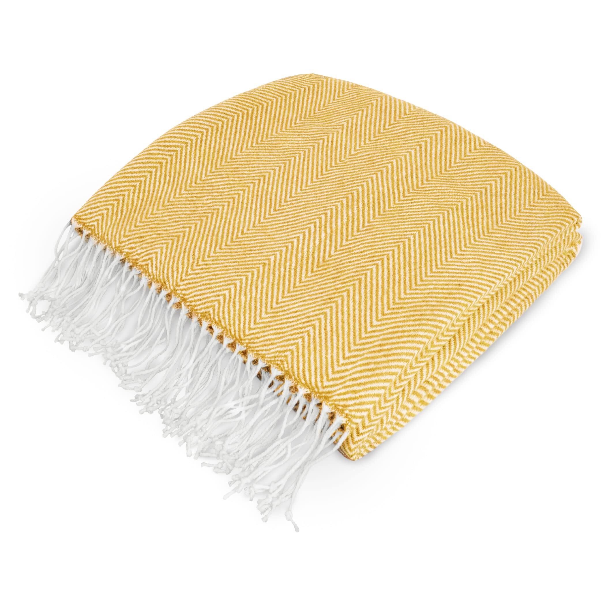 Herringbone - Yellow-50 x 60 Inches - Throw