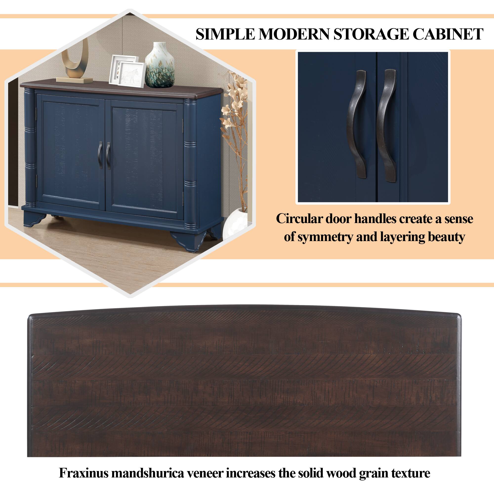 **SIMPLE MODERN STORAGE CABINET**

Circular door handles create a sense of symmetry and layering beauty

Fraxinus mandshurica veneer increases the solid wood grain texture