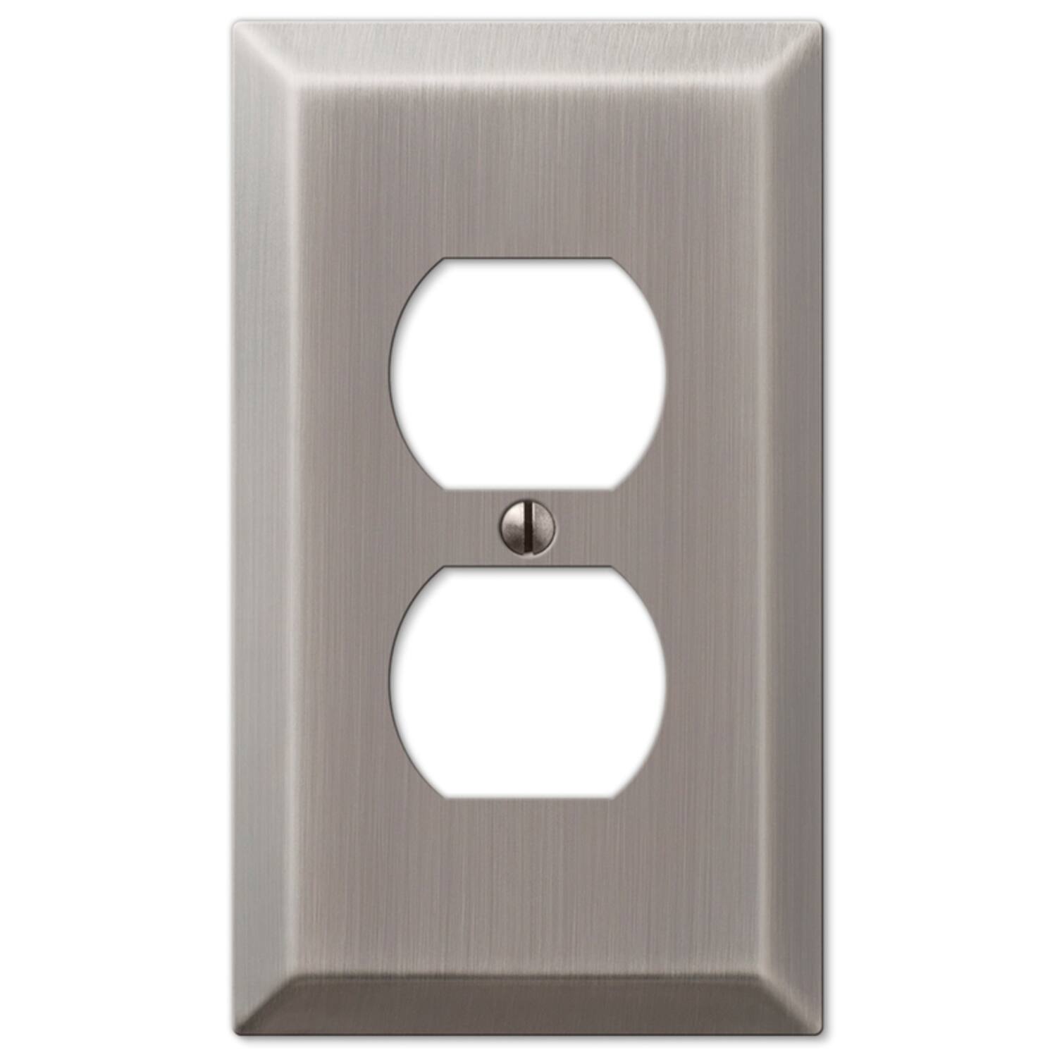 Angle. AMERELLE - Amerelle Century Antique Nickel 1 gang Stamped Steel Duplex Wall Plate 1 pk - Nickel.