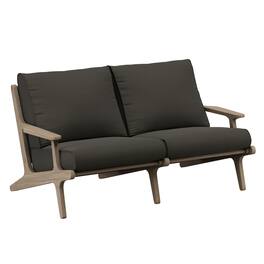 Saratoga Outdoor Patio Teak Wood Loveseat by Modway - Weathered Gray Flint