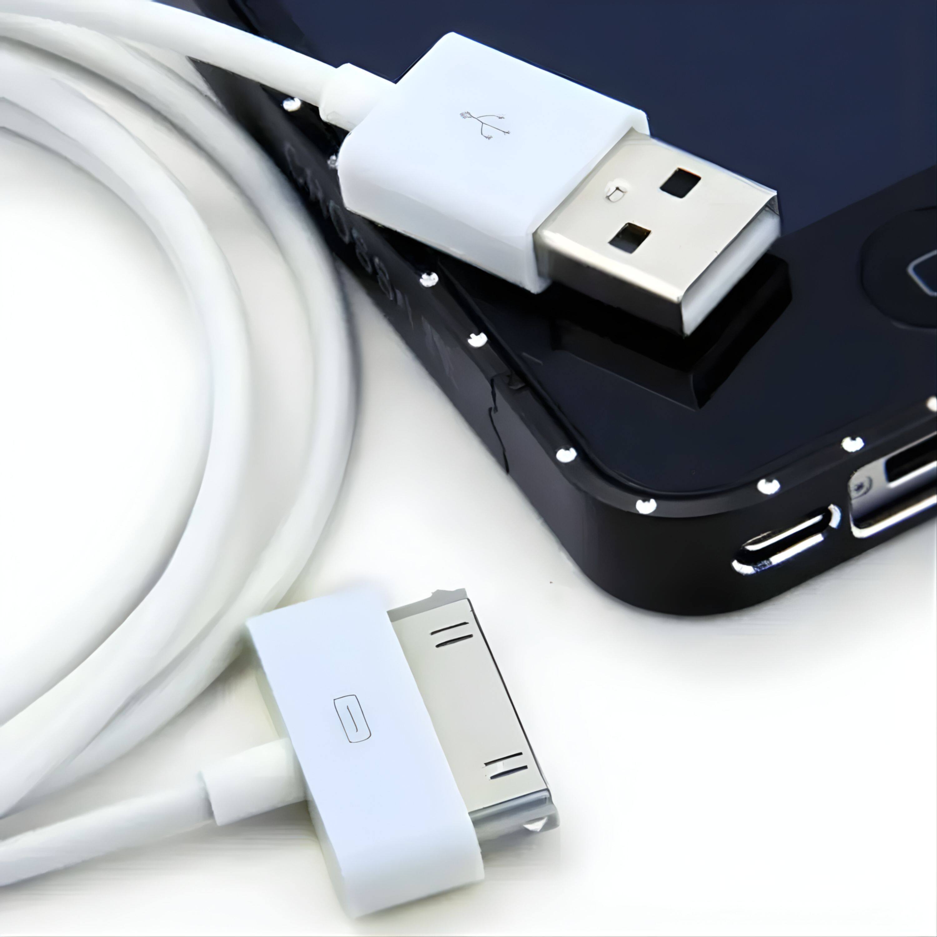 Angle. Kitcheniva - 6Ft 30 Pin To USB Charging Sync Cable Compatible With iPhone 3 3G 4 4S iPad iPod Long Lasting - White.