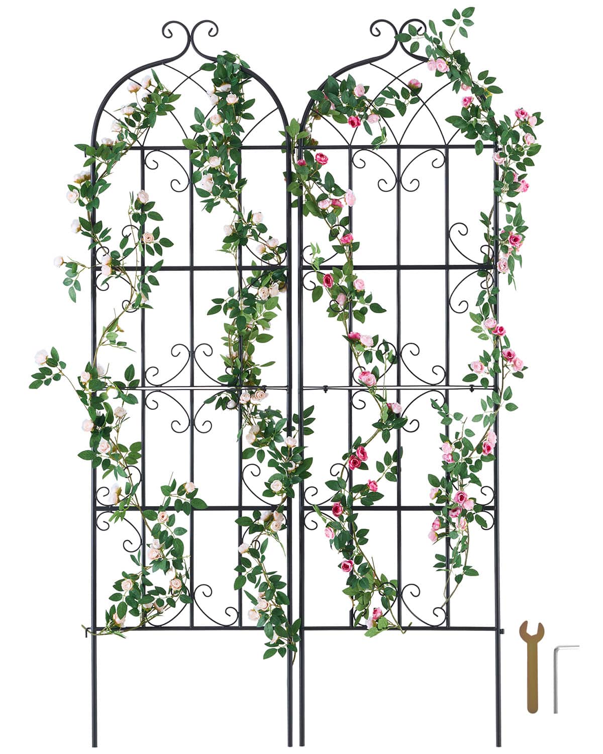 VEVOR - Garden Trellis for Climbing Plants, 71 x 20 in, 2 Packs Rustproof Metal Garden Flower Trellis, Outdoor Climbing Rose - Black