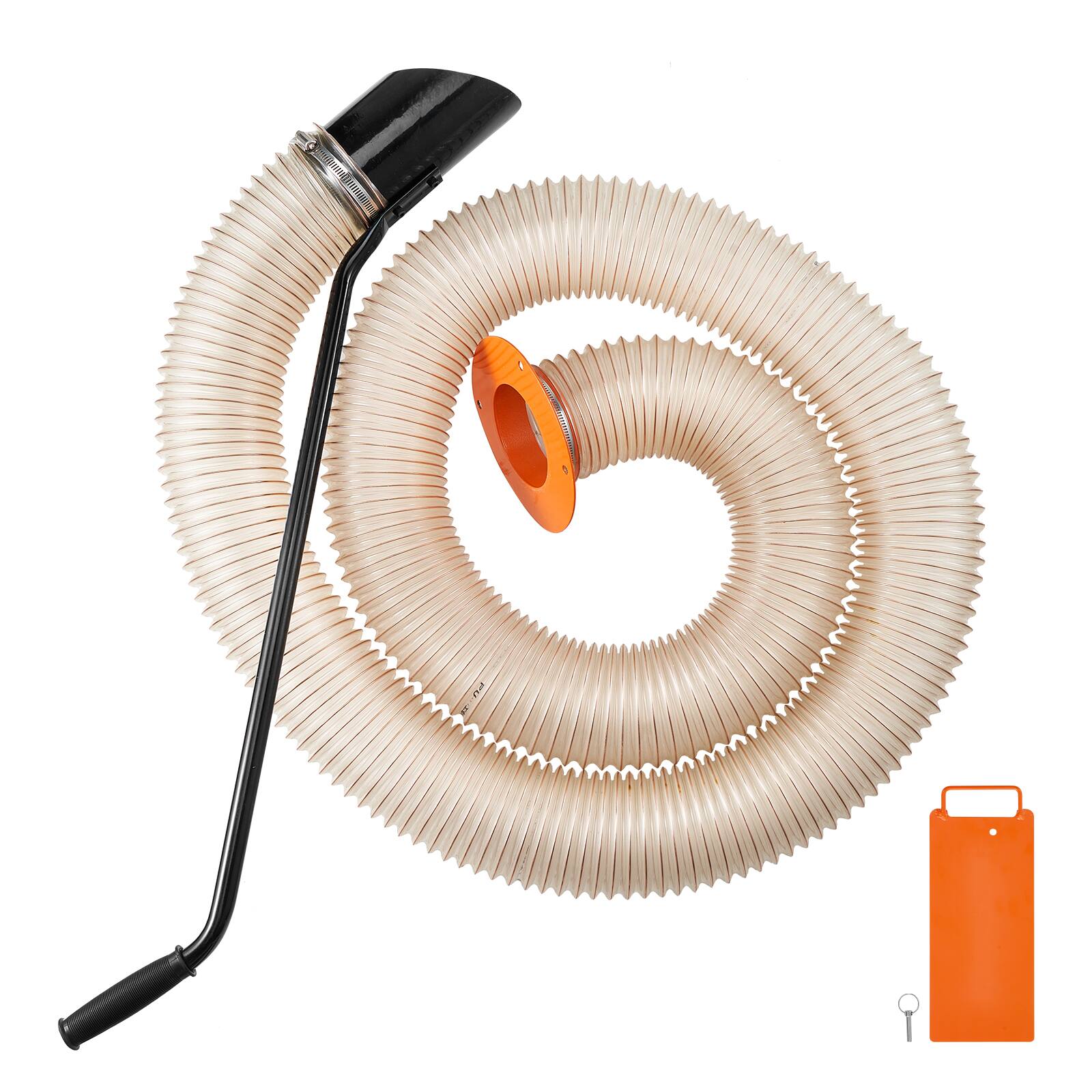 Alt View 5. VEVOR - Wood Chipper Shredder Mulcher Leaf Vacuum Kit, 4.3 Inch x 13.1 ft Heavy Duty Universal Woodchipper Accessory - Black; Orange.