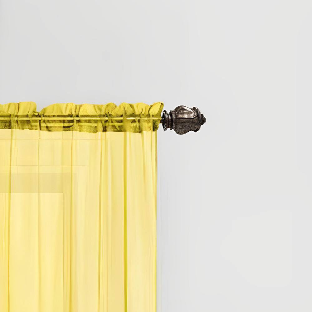 Angle. RT Designers Collection - RT Designers Collection Celine Sheer 55 x 90 in. Rod Pocket Curtain Panel Neon Yellow - Yellow.