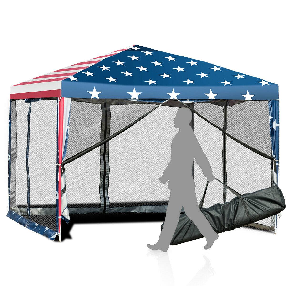 Alt View 3. Gymax - Gymax 10' x 10' Outdoor Pop-up Canopy Tent w/ Mesh Sidewalls Carrying Bag - as pic.