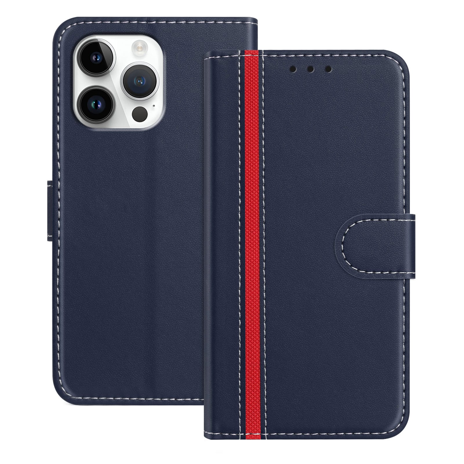 Dteck - Slim Card Holder Case for Apple iPhone 16 Pro Max,PU Leather Magnetic Closure Shockproof TPU Inner Flip Wallet Cover - Blue price history on PriceWatchPro